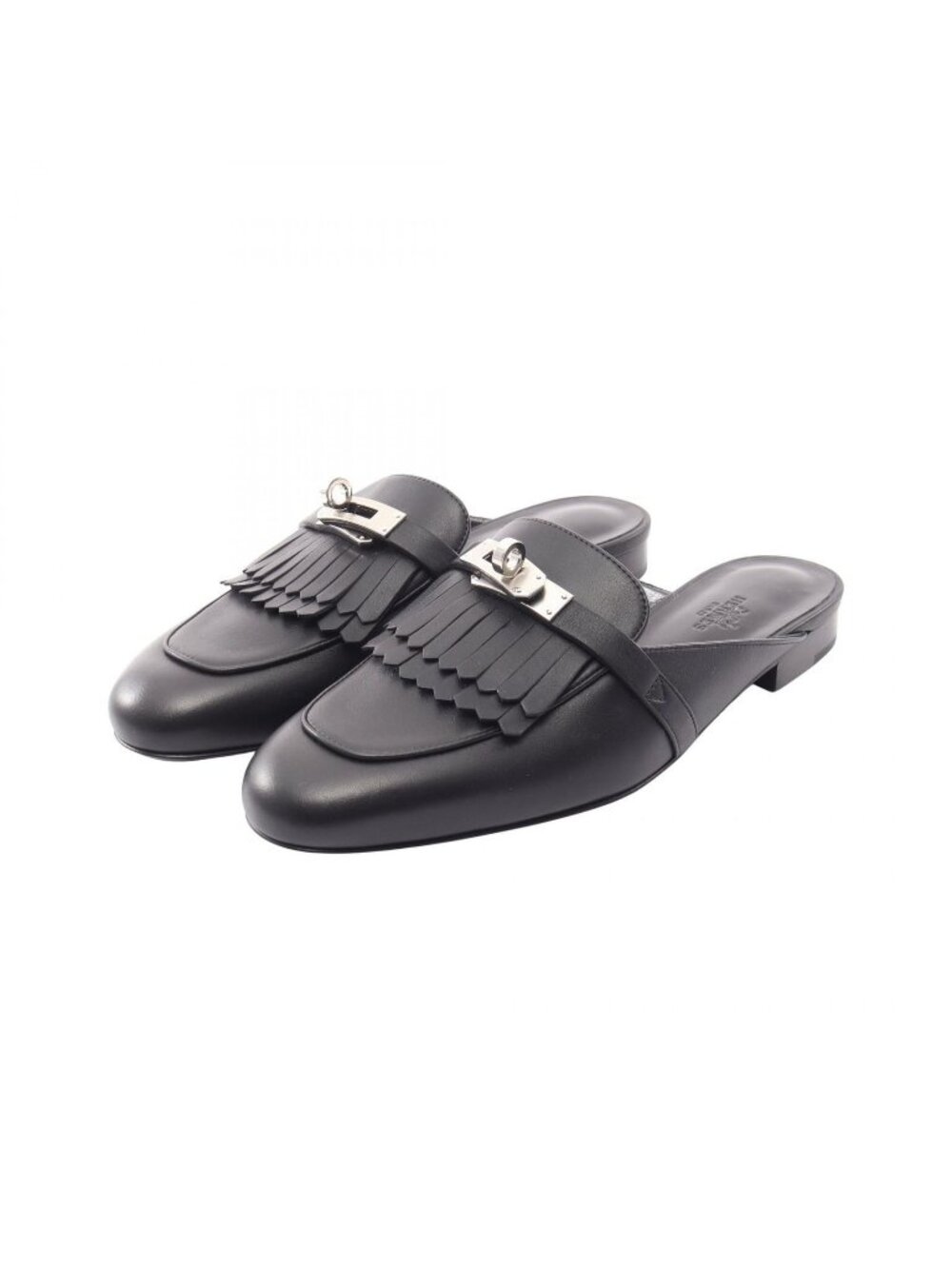 Hermes Mules Oz Black Leather Oz Sandals